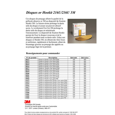 3M 236U 00979 Hookit Gold Abrasive Disc, Aluminum Oxide P180, 6 in (7000118754) (100 Pack) - 6