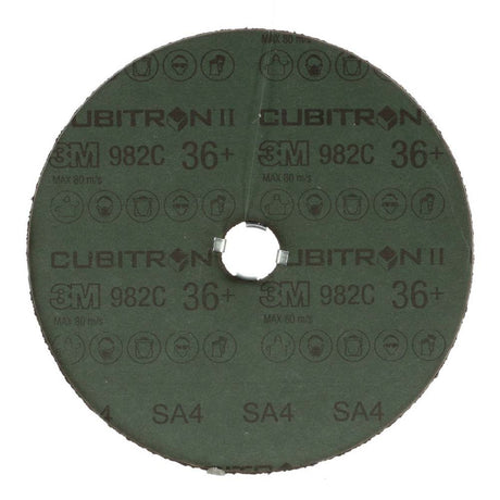 3M 982C Cubitron II Fibre Disc 7 in. GL Quick Change 36+ Grit Precision-Shaped Grain Abrasive Discs for Heavy Grinding, Deburring, Beveling, Finishing, and Weld Removal (7000119163) (100 Pack) - 2