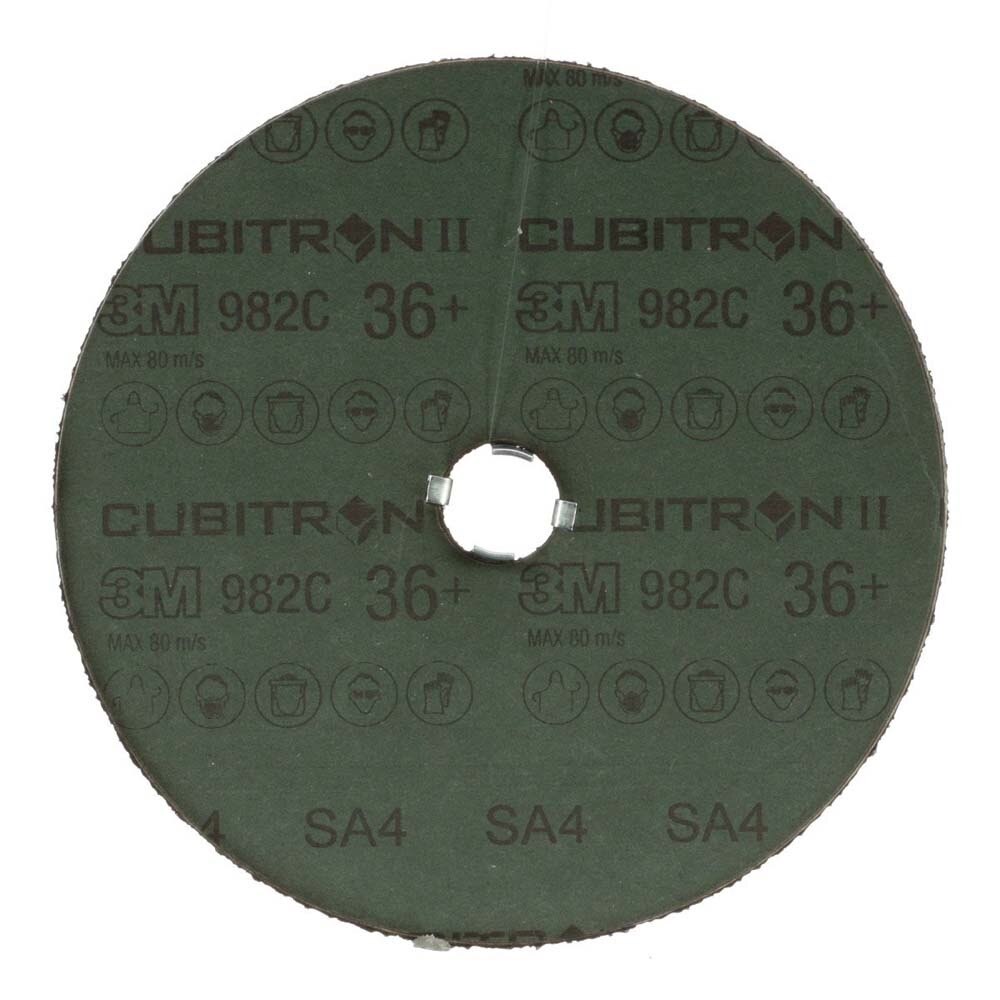 3M 982C Cubitron II Fibre Disc 7 in. GL Quick Change 36+ Grit Precision-Shaped Grain Abrasive Discs for Heavy Grinding, Deburring, Beveling, Finishing, and Weld Removal (7000119163) (25 Pack) - 2