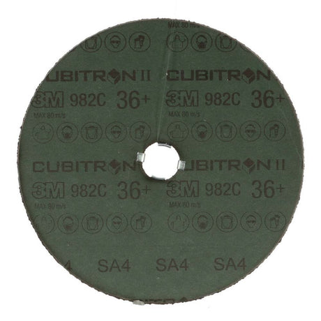 3M 982C Cubitron II Fibre Disc 7 in. GL Quick Change 36+ Grit Precision-Shaped Grain Abrasive Discs for Heavy Grinding, Deburring, Beveling, Finishing, and Weld Removal (7000119163) (25 Pack) - 2