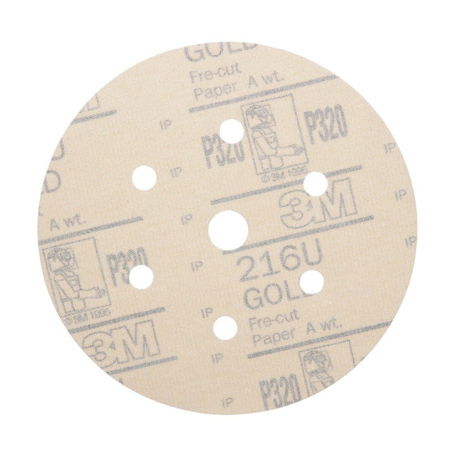 3M 216U 01075 Hookit Gold Disc Dust Free, Aluminum Oxide, P320, 6 in, 7 Hole (7000119689) (400 Pack)