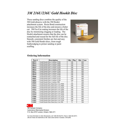 3M 216U 01075 Hookit Gold Disc Dust Free, Aluminum Oxide, P320, 6 in, 7 Hole (7000119689) (400 Pack) - 8