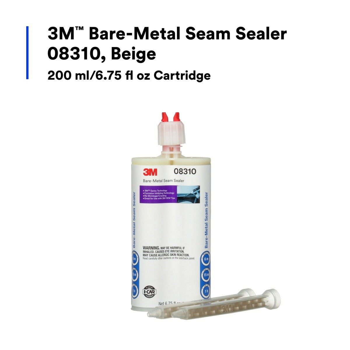 3M Bare-Metal Seam Sealer, Two-Part Self-Mixing Epoxy, Non-Sag, Beige, 200 mL Cartridge (08310) (7000119690)  - (6Pack) - 3