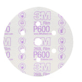 3M 260L 01071 Hookit Finishing Film Abrasive Disc, Dust Free, Aluminum Oxide, P600, White, 6 in (7000119692) (400 Pack)