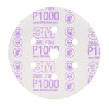 3M 01069 Hookit Finishing Film Abrasive Disc, Dust Free, P1000, White, 6 in, 7 Hole (7000119693) (400 Pack)