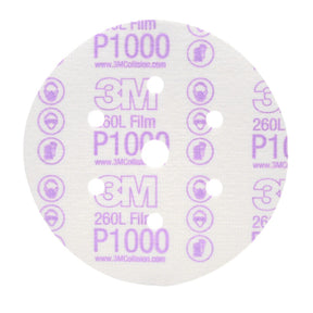 3M 01069 Hookit Finishing Film Abrasive Disc, Dust Free, P1000, White, 6 in, 7 Hole (7000119693) (400 Pack)