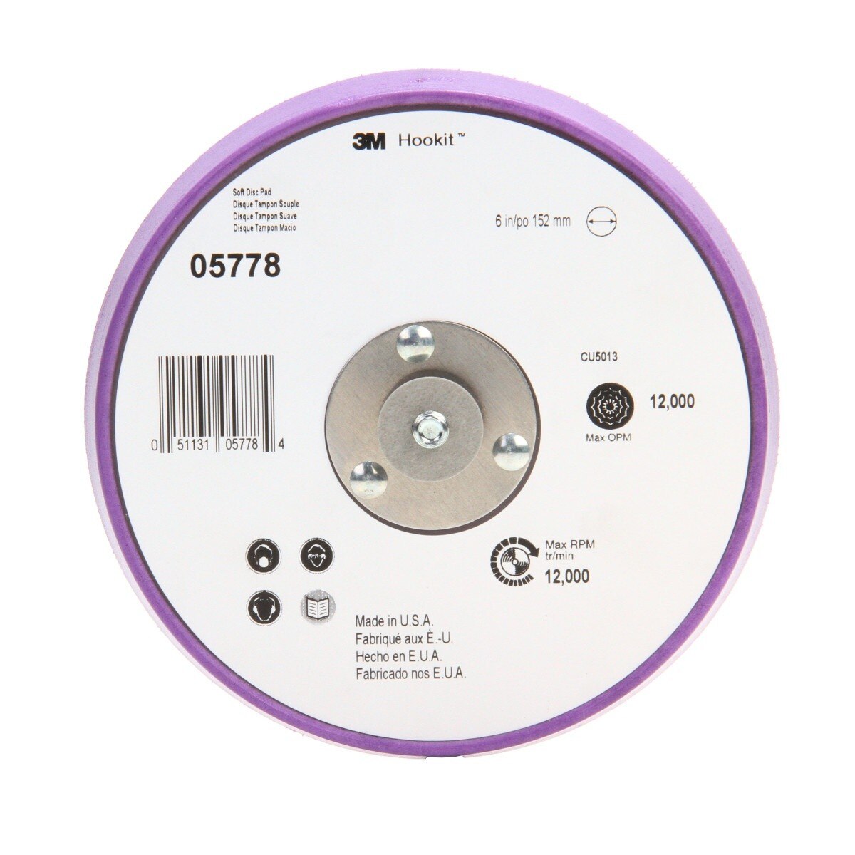 3M Hookit Painters Abrasive Disc Back-up Pad, Soft Density Foam, Black, 6 in (05778) (7000119757)  - (10Pack) - 2