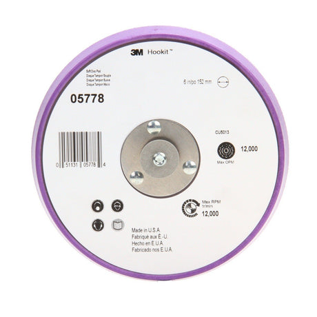 3M Hookit Painters Abrasive Disc Back-up Pad, Soft Density Foam, Black, 6 in (05778) (7000119757)  - (10Pack) - 2
