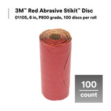 3M 316U 01105 Stikit Red Abrasive Sanding Disc Roll, PSA No Hole, Aluminum Oxide P800, Red, 6 in (7000119762) (600 Pack) - 2