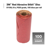 3M 316U 01109 Stikit Red Abrasive Sanding Disc, No Hole, Aluminum Oxide, P320, Red, 6 in (7000119766) (600 Pack) - 3