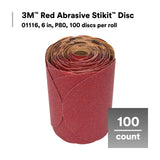 3M 316U 01116 Stikit Red Abrasive Disc, 6 in, P80, Aluminum Oxide, PSA, Red (7000119773) (100 Pack) - 6