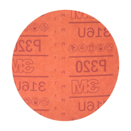 3M 316U 01219 Hookit Red Abrasive Sanding Disc, No Hole, P320, 6 in for Paint Prep (7000119782) (300 Pack)