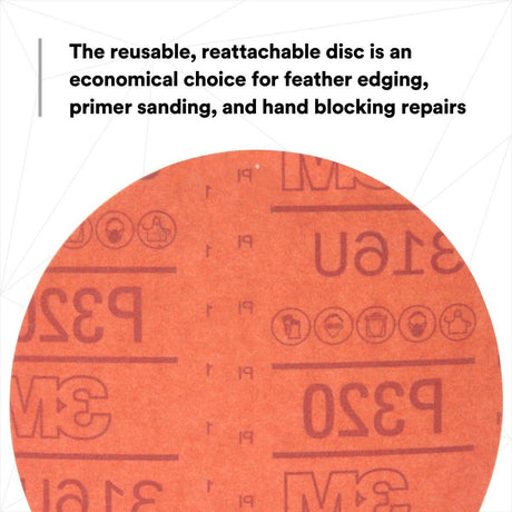 3M 316U 01219 Hookit Red Abrasive Sanding Disc, No Hole, P320, 6 in for Paint Prep (7000119782) (300 Pack) - 5