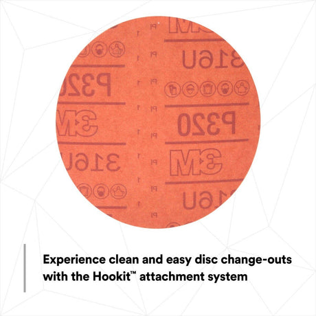3M 316U 01219 Hookit Red Abrasive Sanding Disc, No Hole, P320, 6 in for Paint Prep (7000119782) (300 Pack) - 7