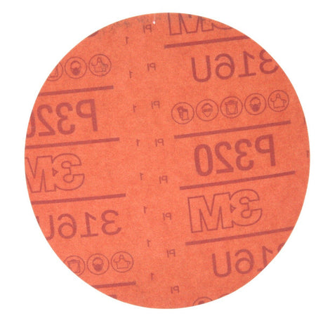 3M 316U 01219 Hookit Red Abrasive Sanding Disc, No Hole, P320, 6 in for Paint Prep (7000119782) (300 Pack) - 8