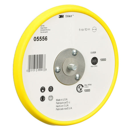 3M Stikit Low Profile Abrasive Disc Back up Pad, Threaded 5/16-24 External, Yellow, 6 in x 3/8 in (05556) (7000119808)  - (10Pack)