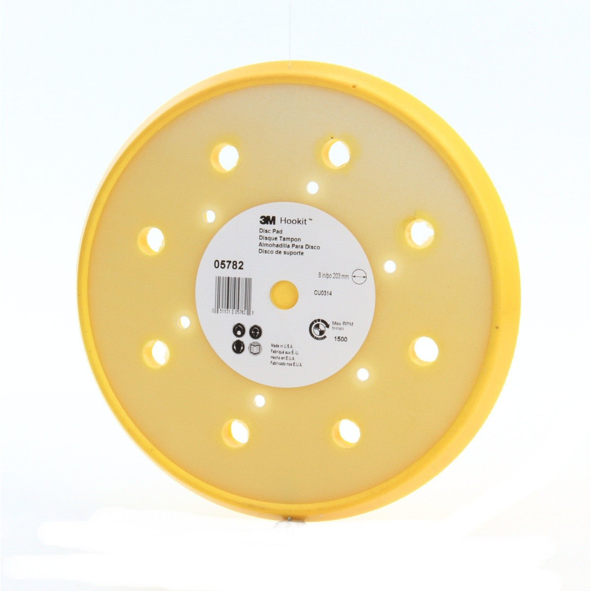 3M 05782 Hookit Abrasive Disc Pad, Dust Free, Yellow, 8 in, 6 Hole, 1500 rpm Max (7000119809) - 2