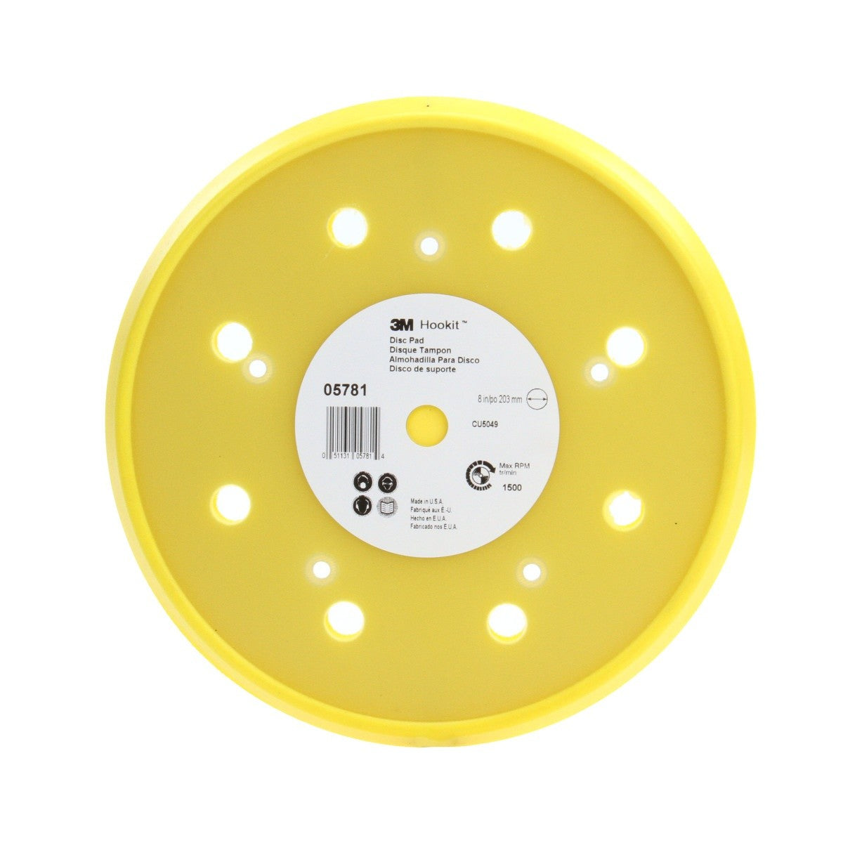 3M 05781 Hookit Abrasive Disc Pad, Dust Free, Medium Density Foam, Yellow, 8 in (7000119810) - 2