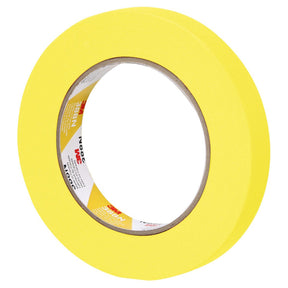 3M 388N 06652 Automotive Refinish Masking Tape, Yellow, Crepe Paper, 18 mm x 55 m, Moisture and Solvent Resistant (7000119815)  - (48Pack)
