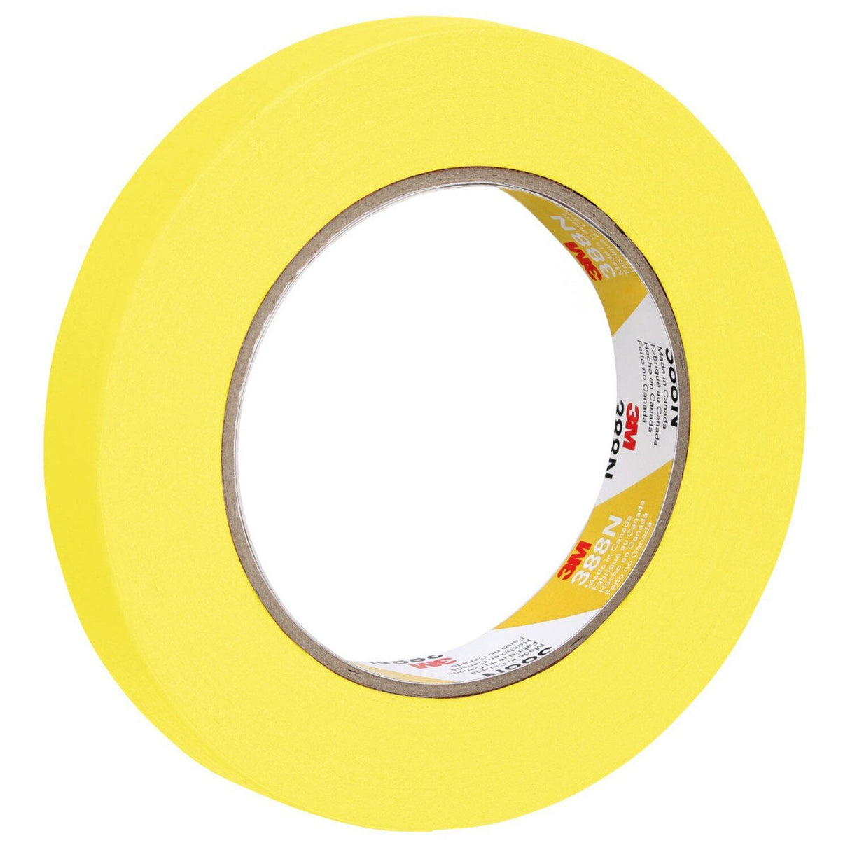 3M 388N 06652 Automotive Refinish Masking Tape, Yellow, Crepe Paper, 18 mm x 55 m, Moisture and Solvent Resistant (7000119815)  - (48Pack) - 2
