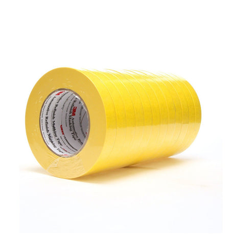 3M 388N 06652 Automotive Refinish Masking Tape, Yellow, Crepe Paper, 18 mm x 55 m, Moisture and Solvent Resistant (7000119815)  - (48Pack) - 6