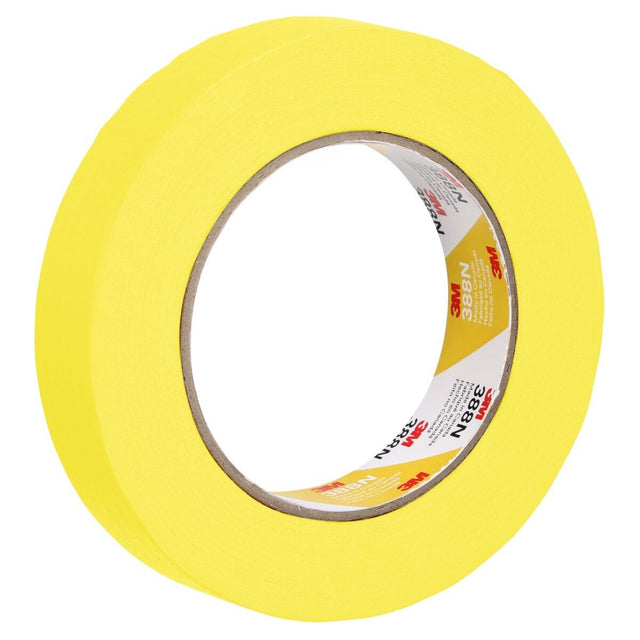 3M 388N Automotive Refinish Masking Tape, Yellow, Water Resistant, 24 mm x 55 m (06653) (7000119816)  - (36Pack)