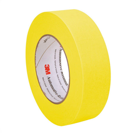 3M 388N 06654 Automotive Refinish Masking Tape, Yellow, Crepe Backing, Moisture and Solvent Resistant, 36 mm x 55 m (7000119817)  - (24Pack) - 3