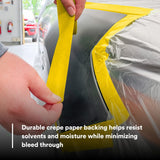 3M 388N 06654 Automotive Refinish Masking Tape, Yellow, Crepe Backing, Moisture and Solvent Resistant, 36 mm x 55 m (7000119817)  - (24Pack) - 10
