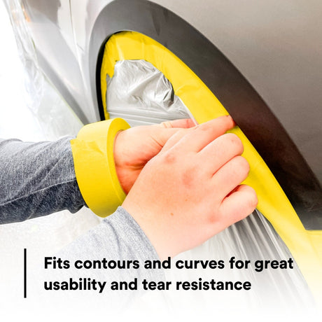 3M 388N Automotive Refinish Masking Tape, Rubber Adhesive, Yellow Crepe Paper Backing, Moisture and Solvent Resistant, 48 mm x 55 m (06656) (7000119819)  - (24Pack) - 9