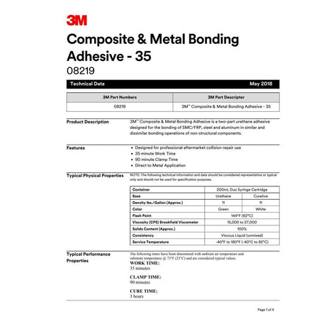 3M 08272 SMC/Fiberglass Repair Adhesive-10, Green, 400 mL Cartridge (7000119844)  - (6Pack) - 9