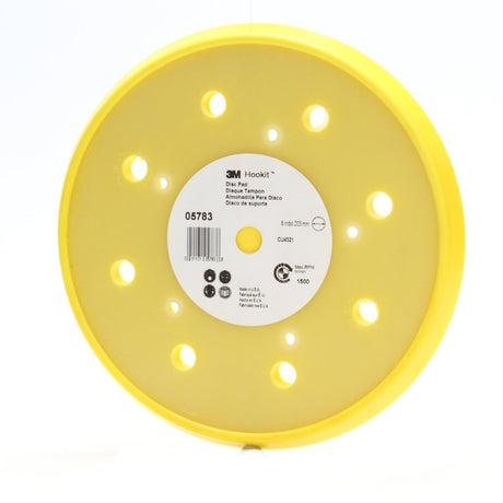 3M 05783 Hookit Pad D/F Back-up Pad, Hook and Loop, 8 in, 5 Bolt Hole, Yellow (7000119884) - 2