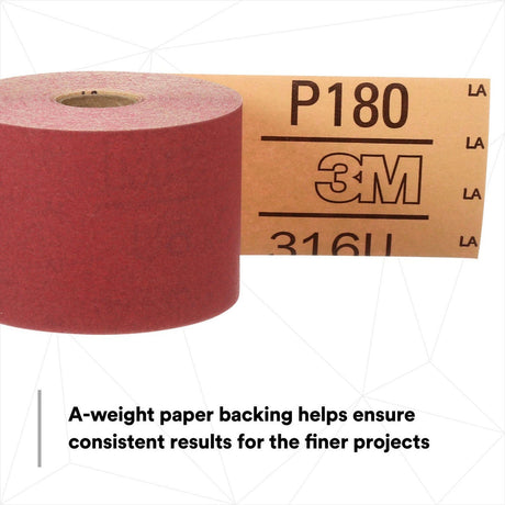 3M 316U Stikit Red Abrasive Sheet Roll, PSA, P180, Red, 2-3/4 in x 25 yd (01685) (7000119928)  - (6Pack) - 7