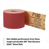 3M 316U Stikit Red Abrasive Sheet Roll, PSA, P180, Red, 2-3/4 in x 25 yd (01685) (7000119928)  - (6Pack) - 9
