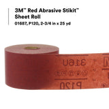 3M 316U 01687 Stikit Red Abrasive PSA Sheet Roll, No Hole, P120, 2-3/4 in x 25 yd (7000119930) - 4