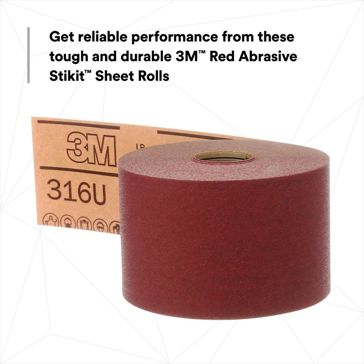 3M 316U 01687 Stikit Red Abrasive PSA Sheet Roll, No Hole, P120, 2-3/4 in x 25 yd (7000119930) - 5