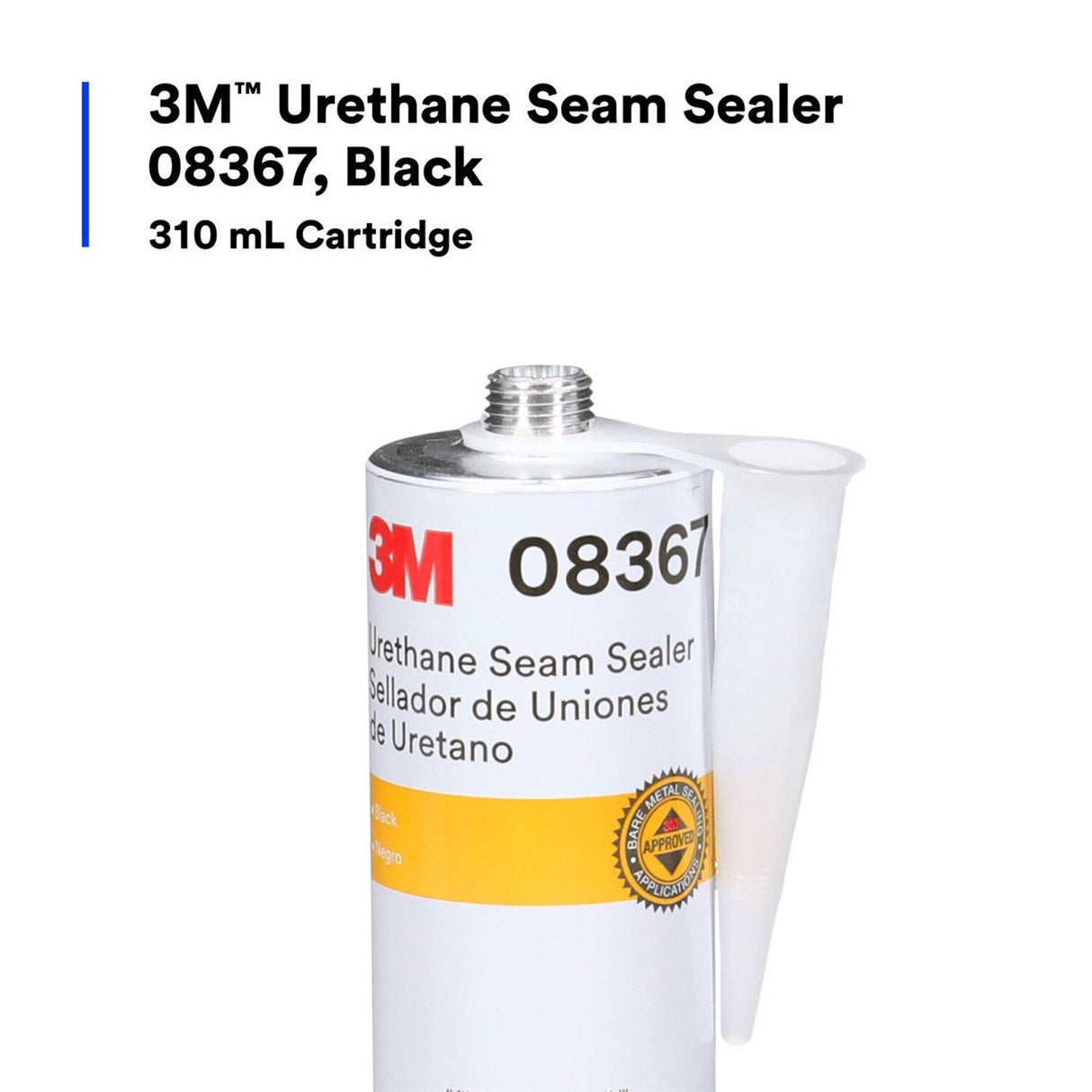 3M 08367 Urethane Seam Sealer, Black, High Solids, Permanently Flexible, 310 mL 10.5 fl oz Cartridge (7000119968)  - (12Pack) - 5