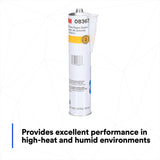3M 08367 Urethane Seam Sealer, Black, High Solids, Permanently Flexible, 310 mL 10.5 fl oz Cartridge (7000119968)  - (12Pack) - 7