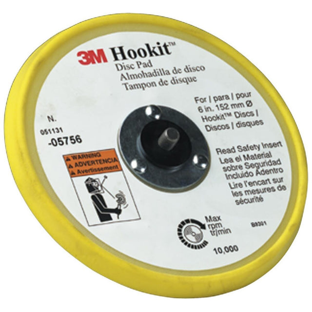 3M 05756 Hookit Low Profile Abrasive Disc Back-up Pad, Yellow, 6 in (5756) (7000120066)  - (10Pack)
