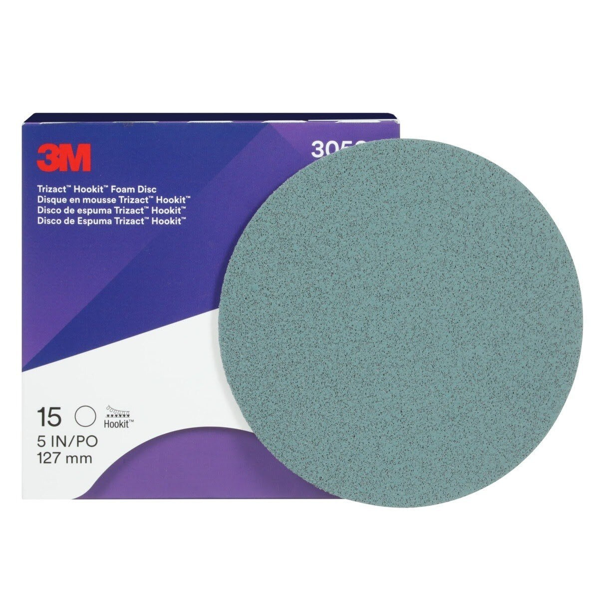 3M 443SA 30562 Trizact Hookit Foam Abrasive Disc, 5000, 5 in (127 mm) (7000120107) (60 Pack) - 2