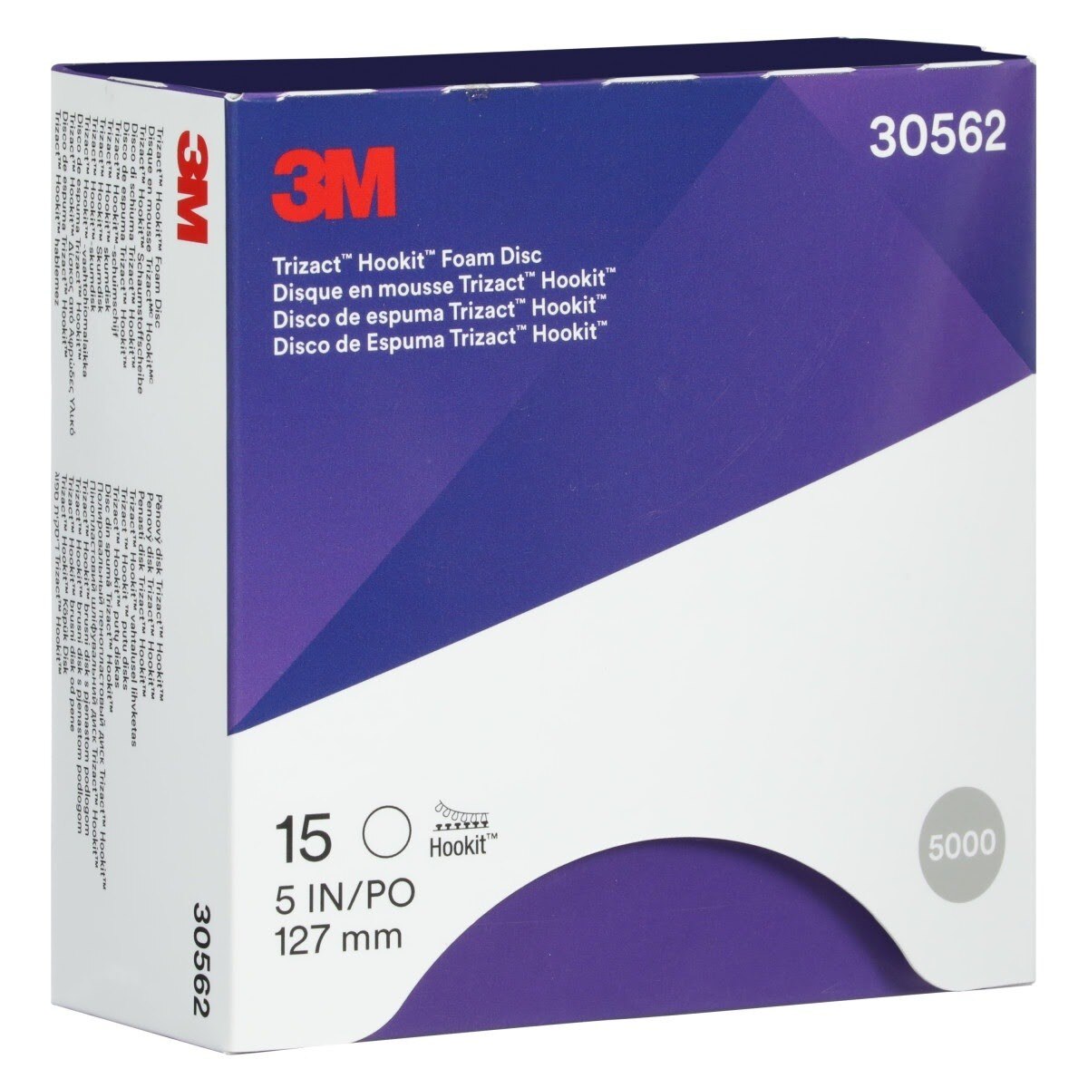 3M 443SA 30562 Trizact Hookit Foam Abrasive Disc, 5000, 5 in (127 mm) (7000120107) (60 Pack) - 7