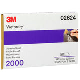 3M 434Q 02624 Abrasive Sheet, Silicon Carbide 2000 Grit, Black, 5-1/2 in x 9 in, Wet/Dry Sandpaper Sheets for Auto Sanding and Paint Prep (7000120122) (250 Pack) - 3