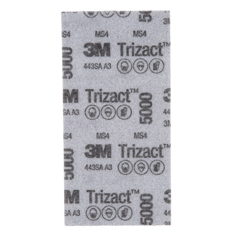 3M 443SA 30289 Trizact Hookit Foam Abrasive Sheet, 5000 Grit, Teal, 2-3/4 in x 5-1/2 in, 15 Sheets per Carton (7000120135) (60 Pack) - 4