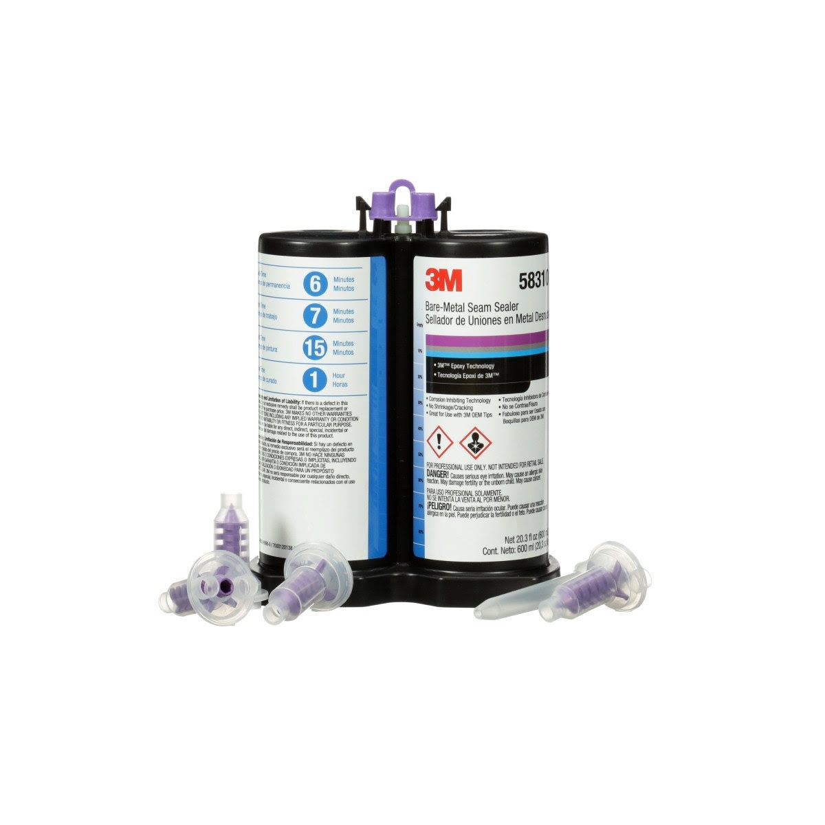 3M 58310 Bare-Metal Seam Sealer, Two Part Self Mixing Epoxy Sealer, Beige, 600 mL DMS Cartridge (7000120138)  - (4Pack)