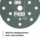3M 270J 34403 Hookit Flexible Abrasive Disc, Dust Free, P400, Gray, 6 in, Primer Sanding, E coat Sanding (7000120193) (125 Pack) - 4