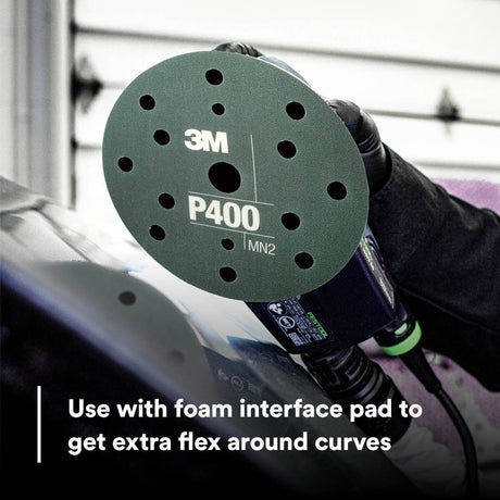 3M 270J 34403 Hookit Flexible Abrasive Disc, Dust Free, P400, Gray, 6 in, Primer Sanding, E coat Sanding (7000120193) (125 Pack) - 5