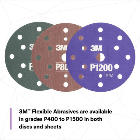 3M 270J 34403 Hookit Flexible Abrasive Disc, Dust Free, P400, Gray, 6 in, Primer Sanding, E coat Sanding (7000120193) (125 Pack) - 6