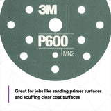 3M 270J 34405 Hookit Flexible Abrasive Disc, Dust Free, Aluminum Oxide P600, Gray, 6 in, Primer and Clear Coat Sanding (7000120194) (125 Pack) - 4