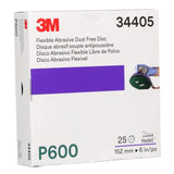 3M 270J 34405 Hookit Flexible Abrasive Disc, Dust Free, Aluminum Oxide P600, Gray, 6 in, Primer and Clear Coat Sanding (7000120194) (125 Pack) - 7