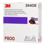 3M 270J 34406 Hookit Flexible Abrasive Disc Dust Free P800 Red 6 in (7000120195) (125 Pack) - 6