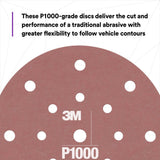 3M 270J 34407 Hookit Flexible Abrasive Disc, Dust Free, P1000, Red, 6 in (7000120196) (125 Pack) - 3